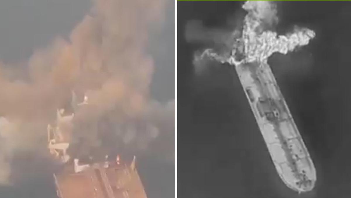 Buque incendiado.