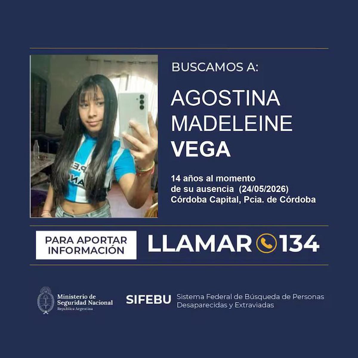 Confirman que Agostina Vega se reunió con el detenido antes de desaparecer