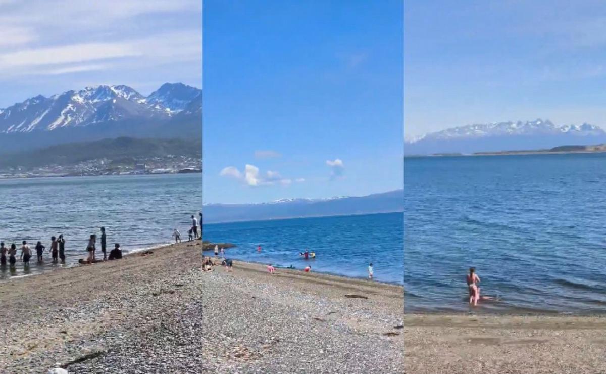 En Ushuaia disfrutaron el día y hasta disfrutaron de la playa.