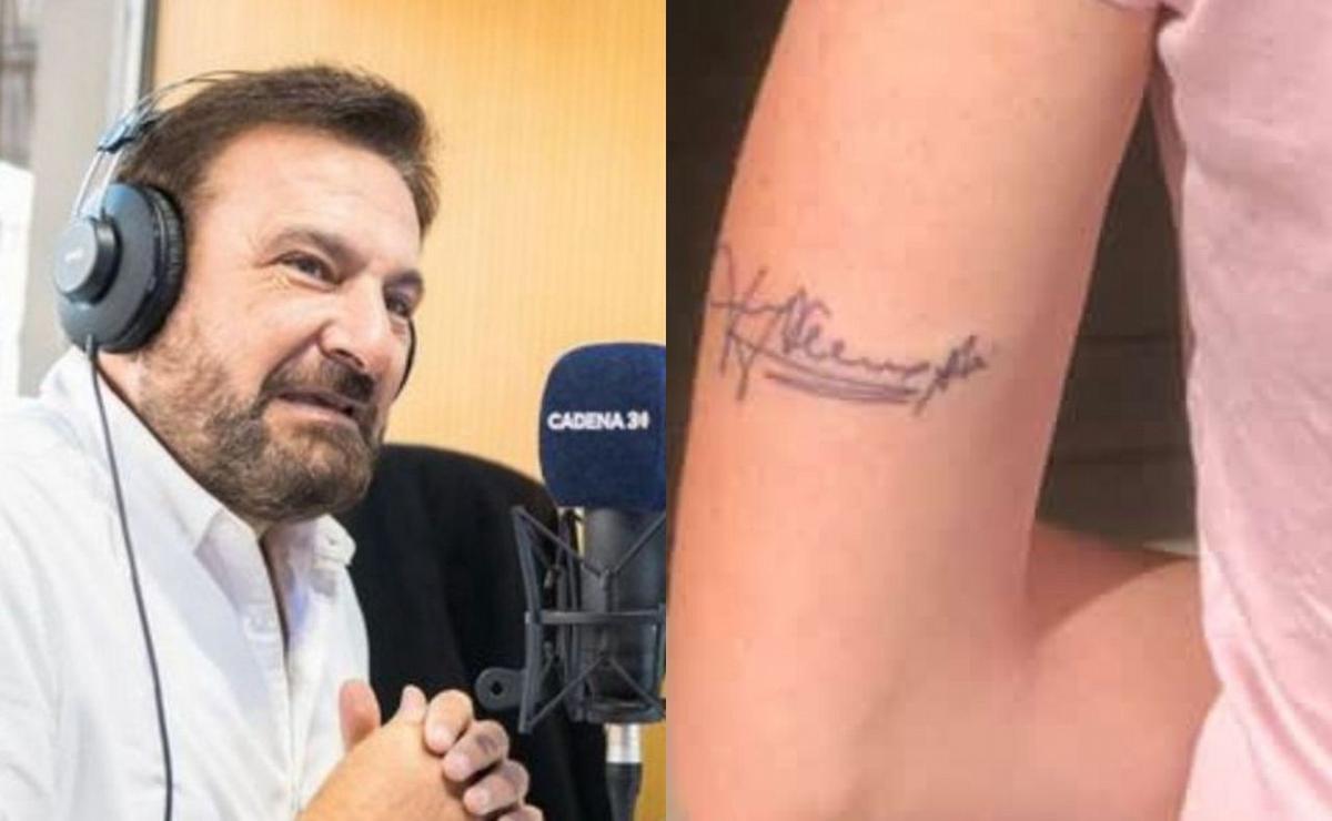 FOTO: Alberto Lotuf y el tatuaje de su firma en el brazo de su admiradora.