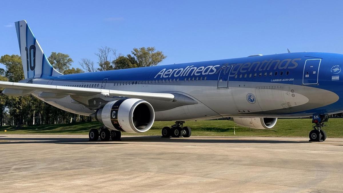 El avión de la Selección. Foto Agencia NA.