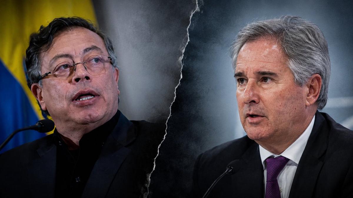 El Canciller argentino, Pablo Quirno, se cruzó con el presidente colombiano, Gustavo Petro. Foto: Agencia NA (montaje)