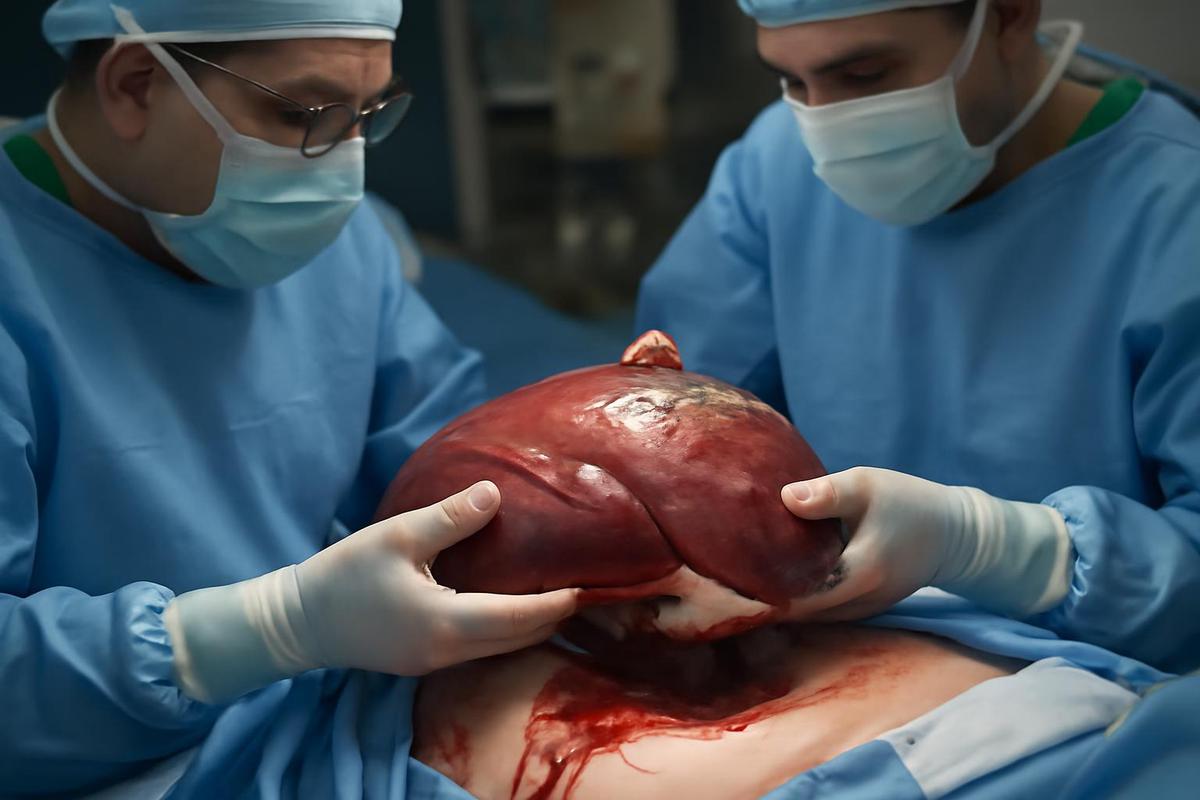 Hígado de cerdo modificado genéticamente en un humano