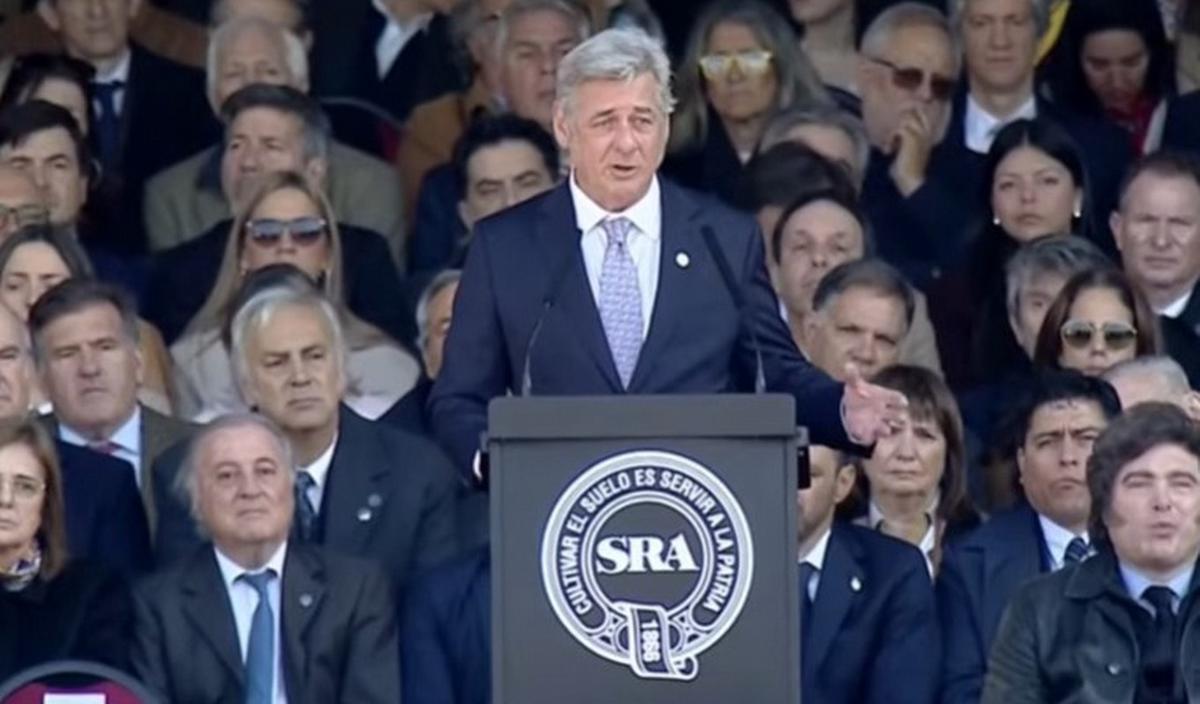 Nicolás Pino, en el acto en La Rural.