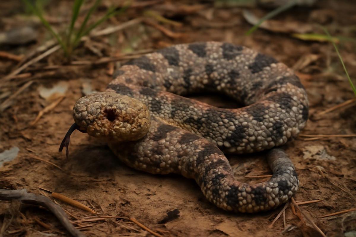 Serpiente de cascabel afectada por parásitos