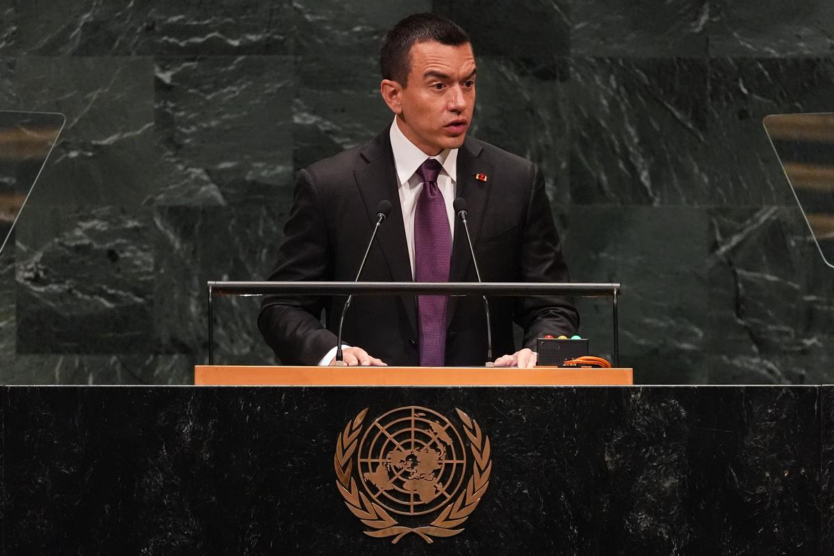 Presidente de Ecuador pide en la ONU que países unan fuerzas para frenar al crimen organizado
