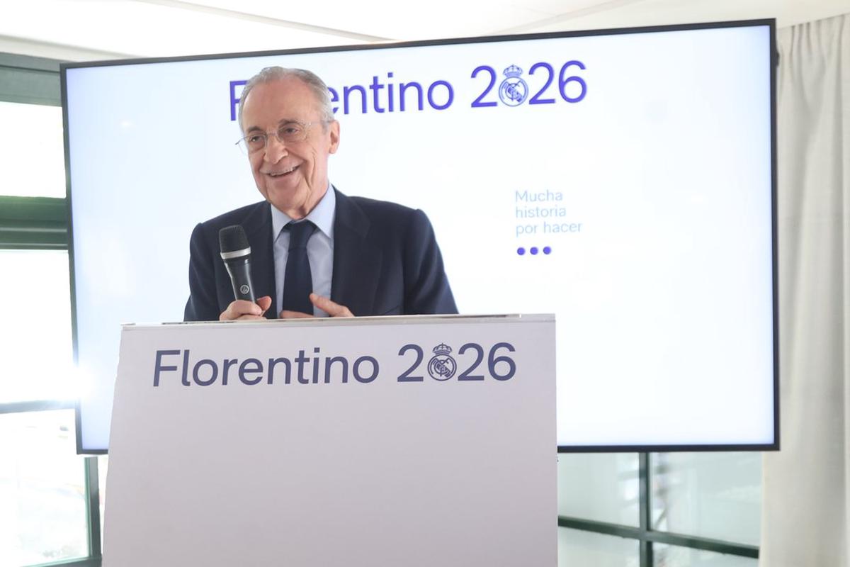 Florentino Pérez durante su campaña de reelección.