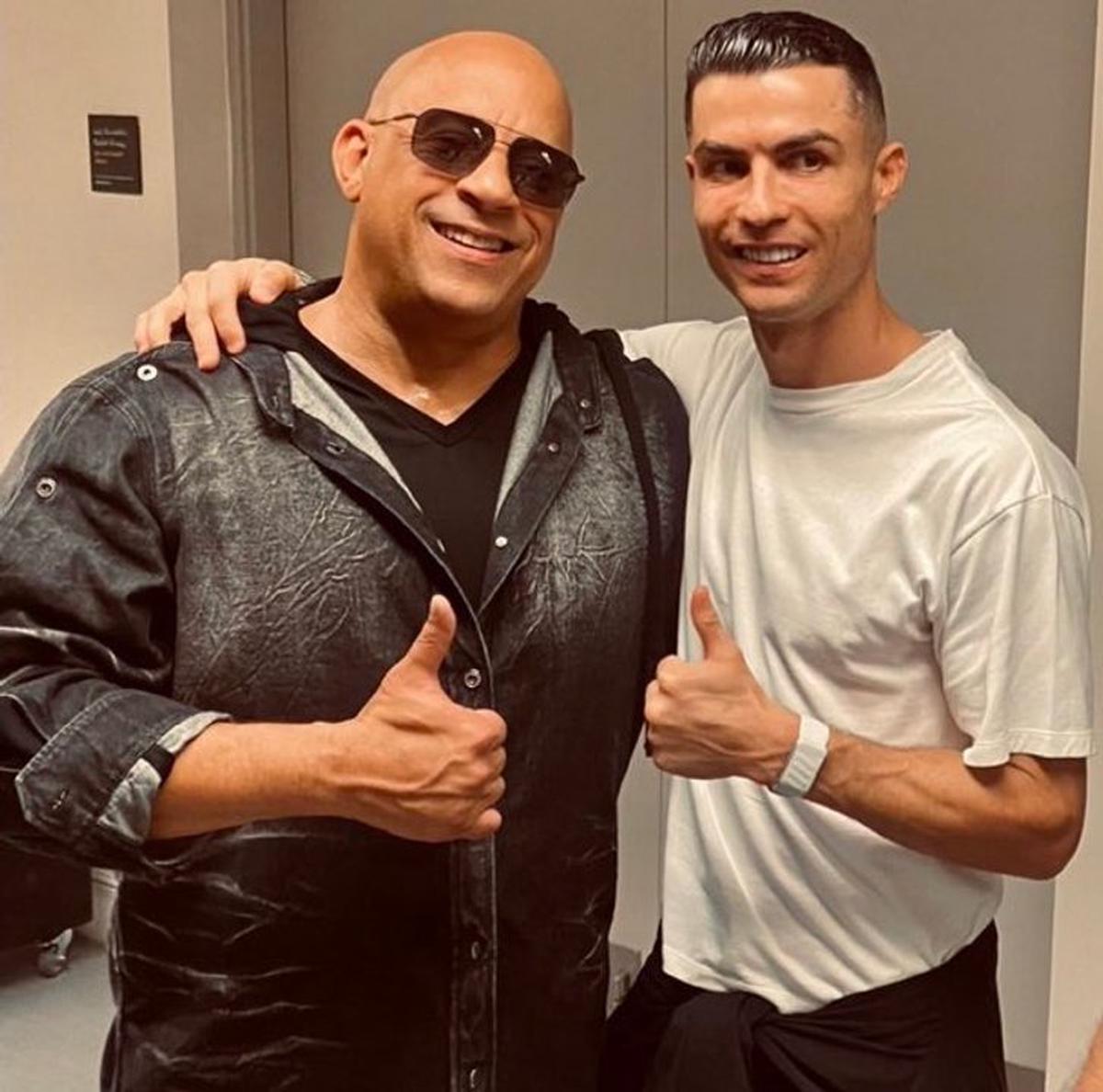 Cristiano Ronaldo junto a Vin Diesel. Foto: Agencia NA (@vindiesel)