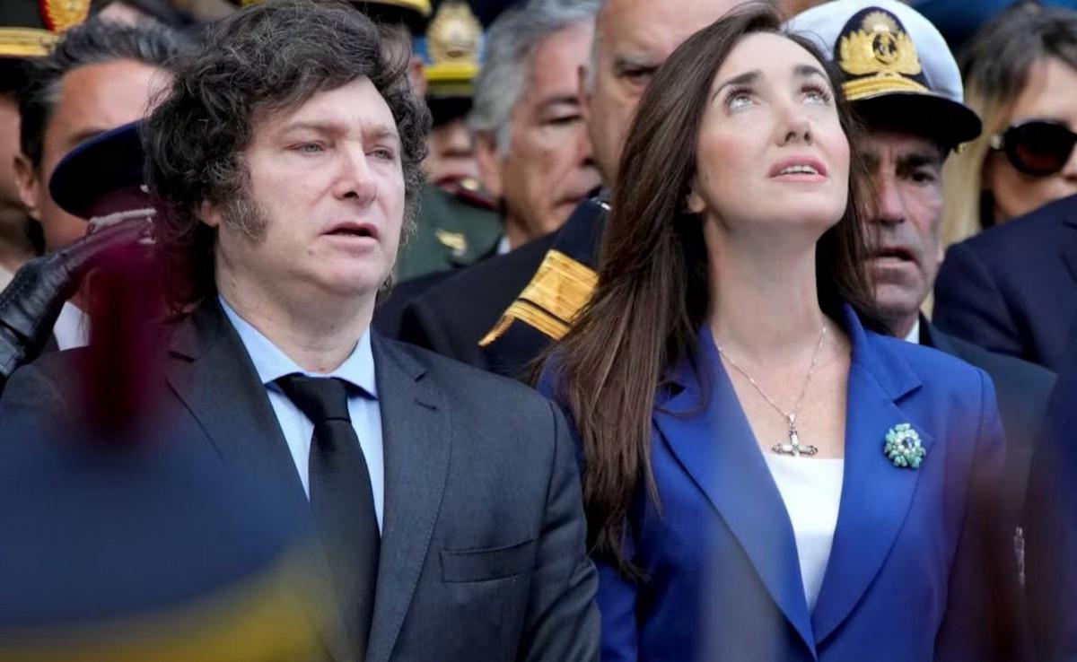 El presidente Javier Milei y la vice Victoria Villarruel. (Natacha Pisarenko/AP)