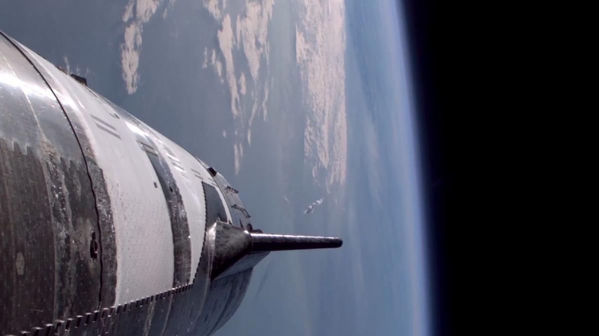 FOTO: La nave Starship desde el espacio. (Fot:Captura)