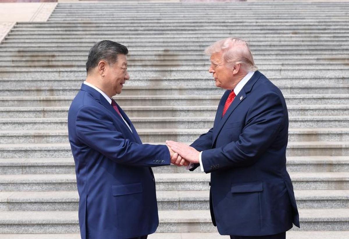 El saludo de Xi Jinping a Trump en mayo, cuando el presidente de los Estados Unidos visitó China.