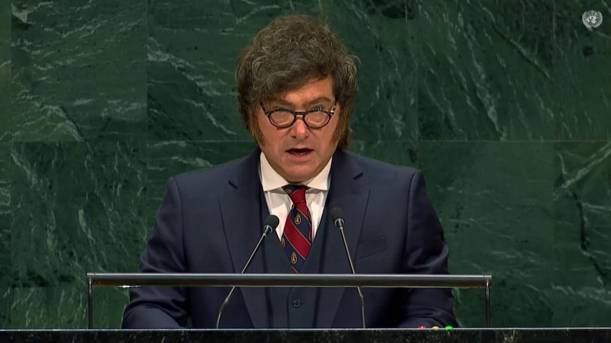 Javier Milei durante su discurso en la ONU. (Foto: NA/Captura)