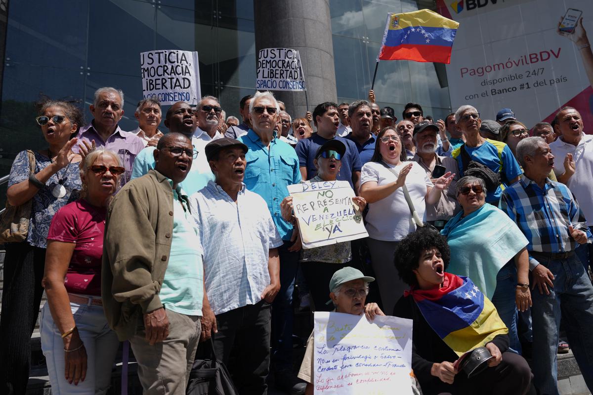 Protestan en capital venezolana por presencia de Delcy Rodríguez en Asamblea General de la ONU