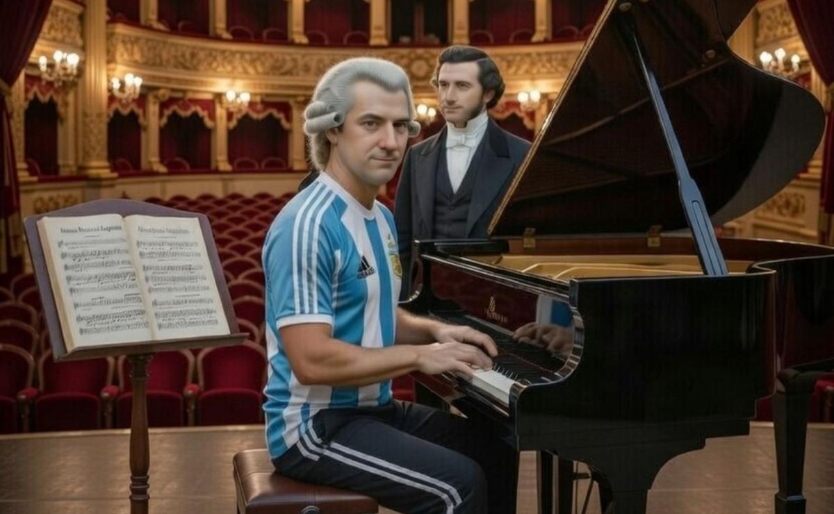 Mozart y Blas Parera. (Foto: Ilustrativa/realizada con IA)