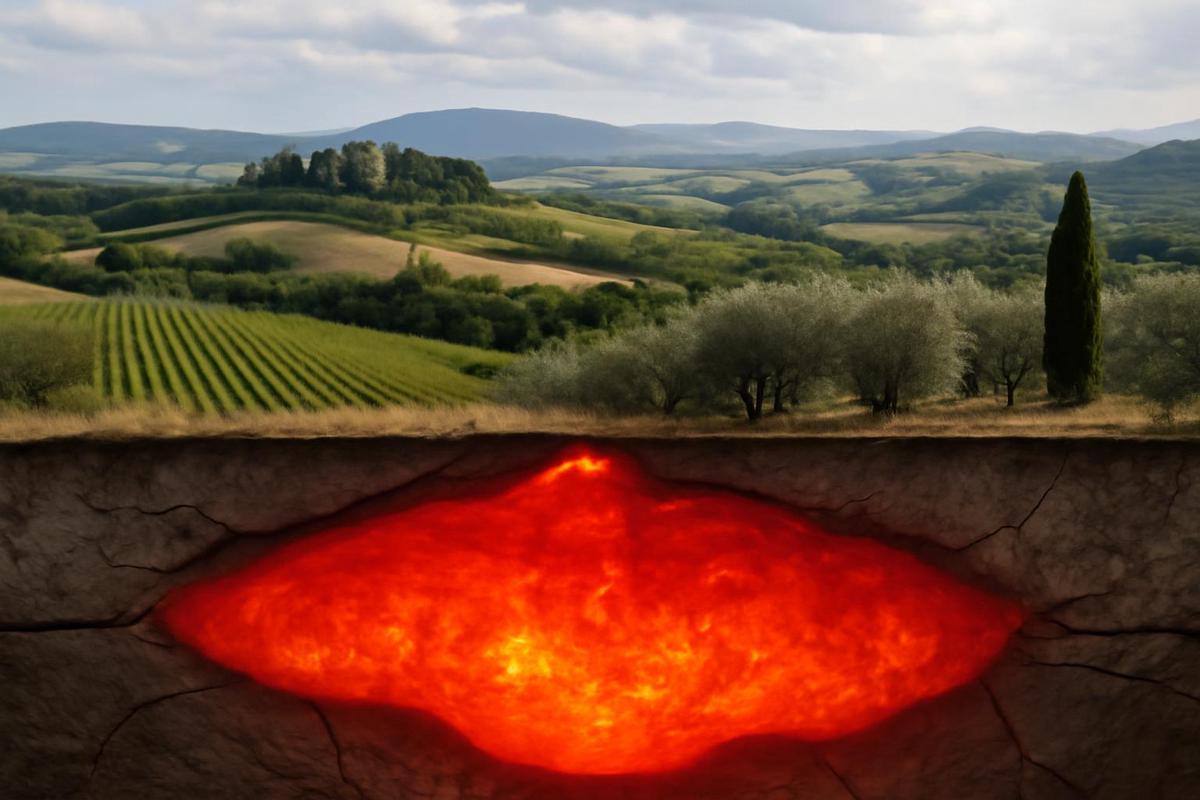 Sistema de magma oculto bajo Toscana