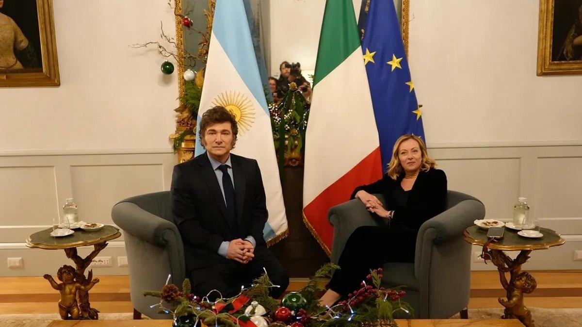 FOTO: Javier Milei se reunió con Giorgia Meloni en Roma