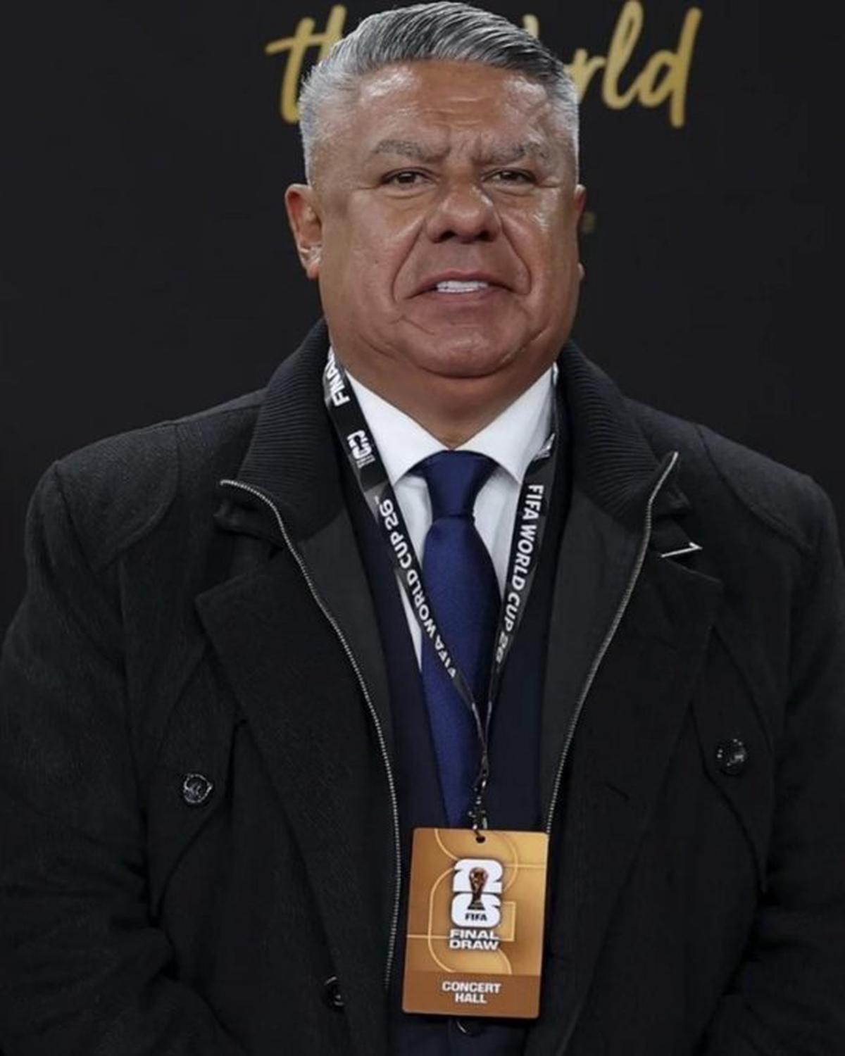 Claudio Tapia, durante el sorteo del próximo Mundial.