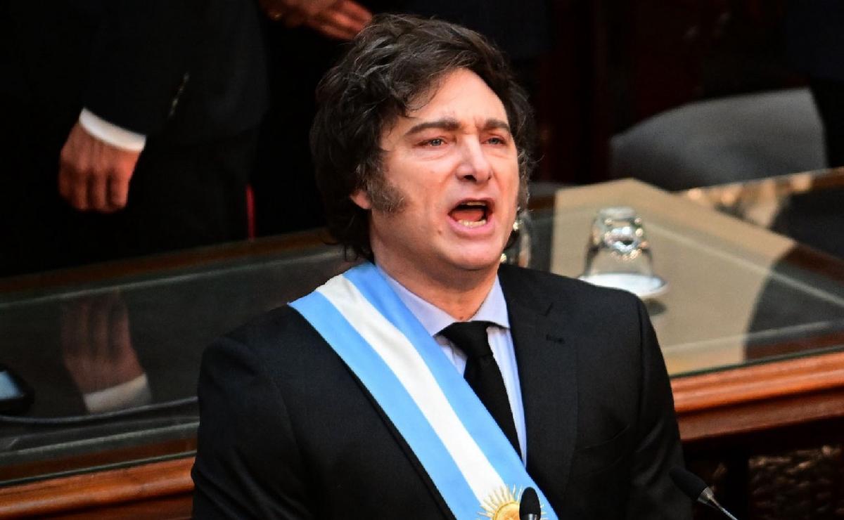 FOTO: Javier Milei, durante la presentación del Presupuesto 2025. (Foto: NA)