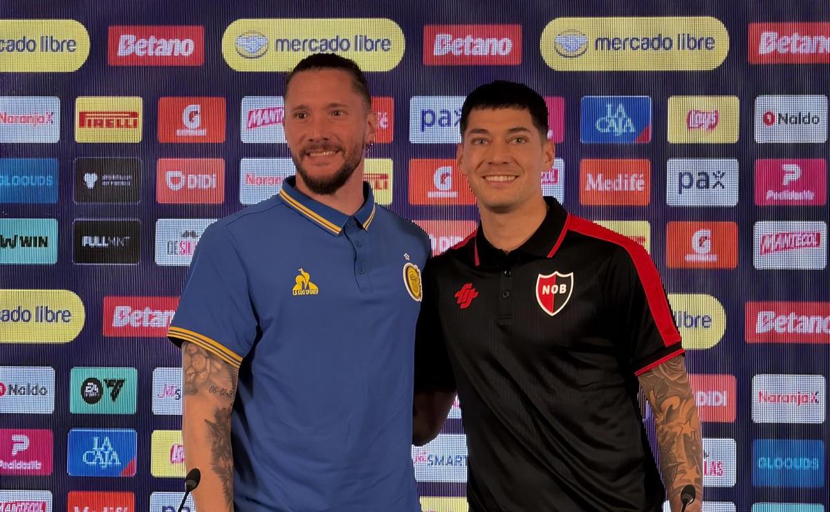 Jeremías Ledesma y Franco Escobar en la previa del clásico.