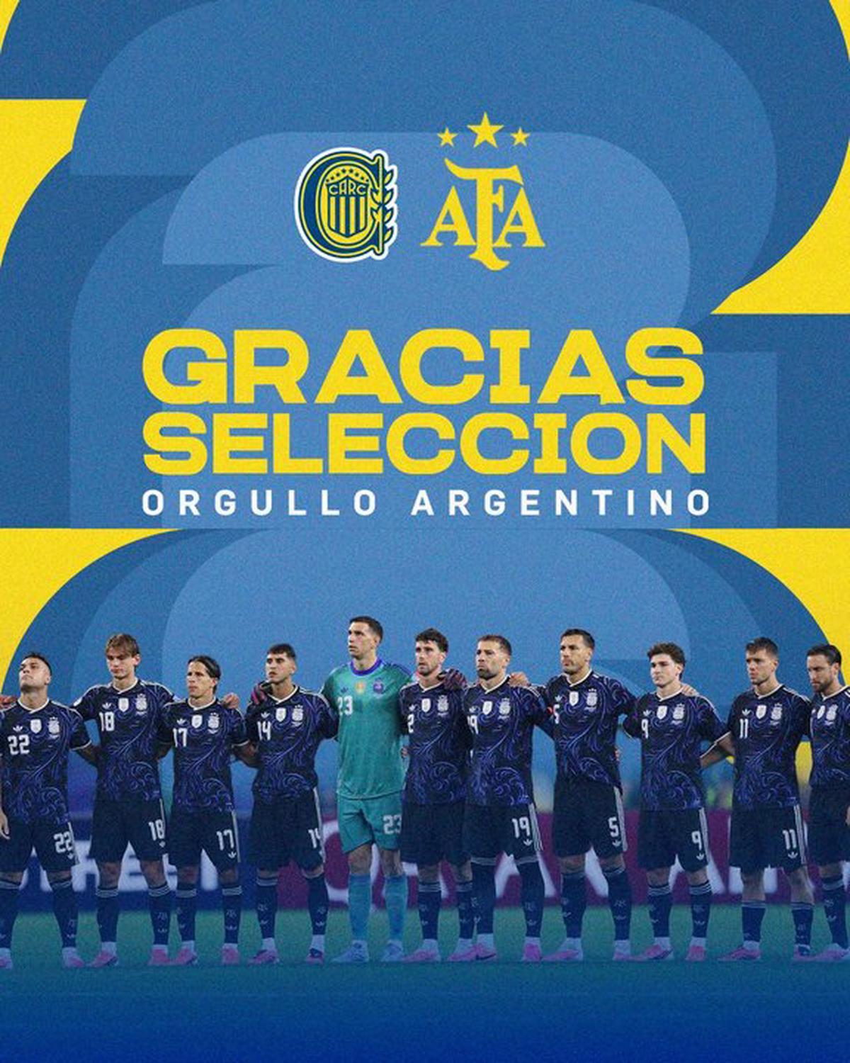 Rosario Central genera controversia al omitir a Messi en agradecimiento a la Selección