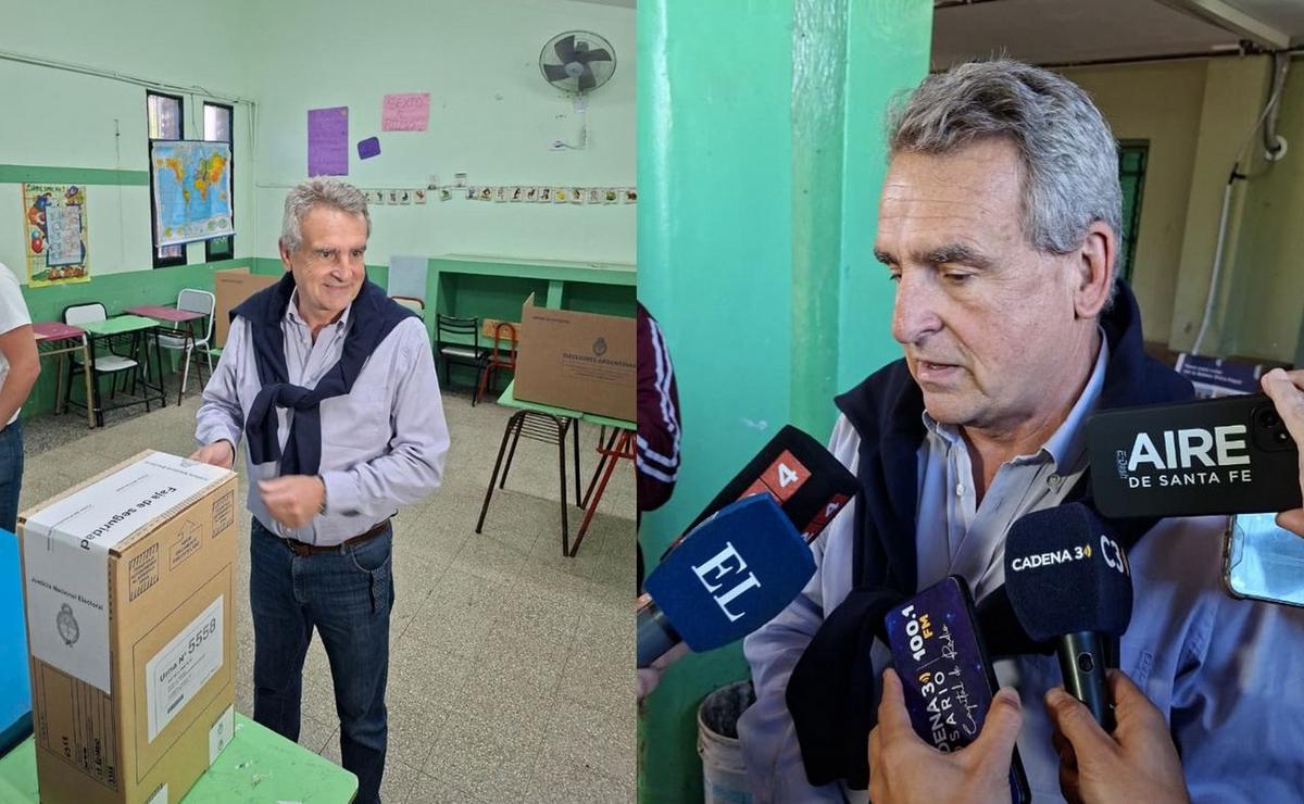 El candidato de Fuerza Patria Agustín Rossi votó en Rosario.