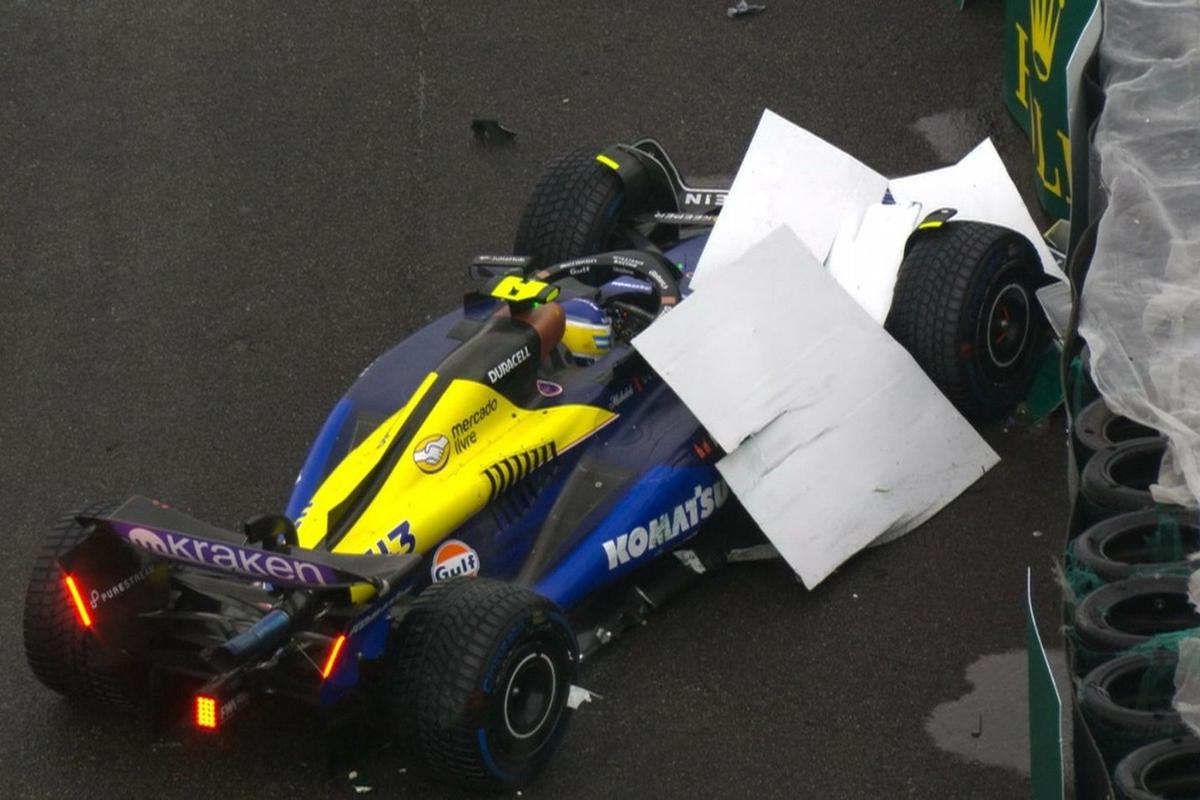 FOTO: Colapinto chocó y quedó afuera de la Q1 en San Pablo.