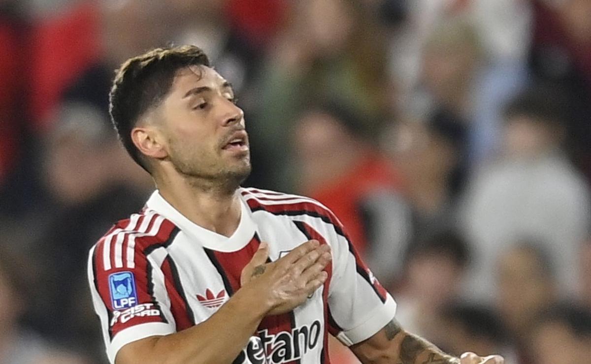 Gonzalo Montiel festeja ante Argentinos. (Prensa CARP)