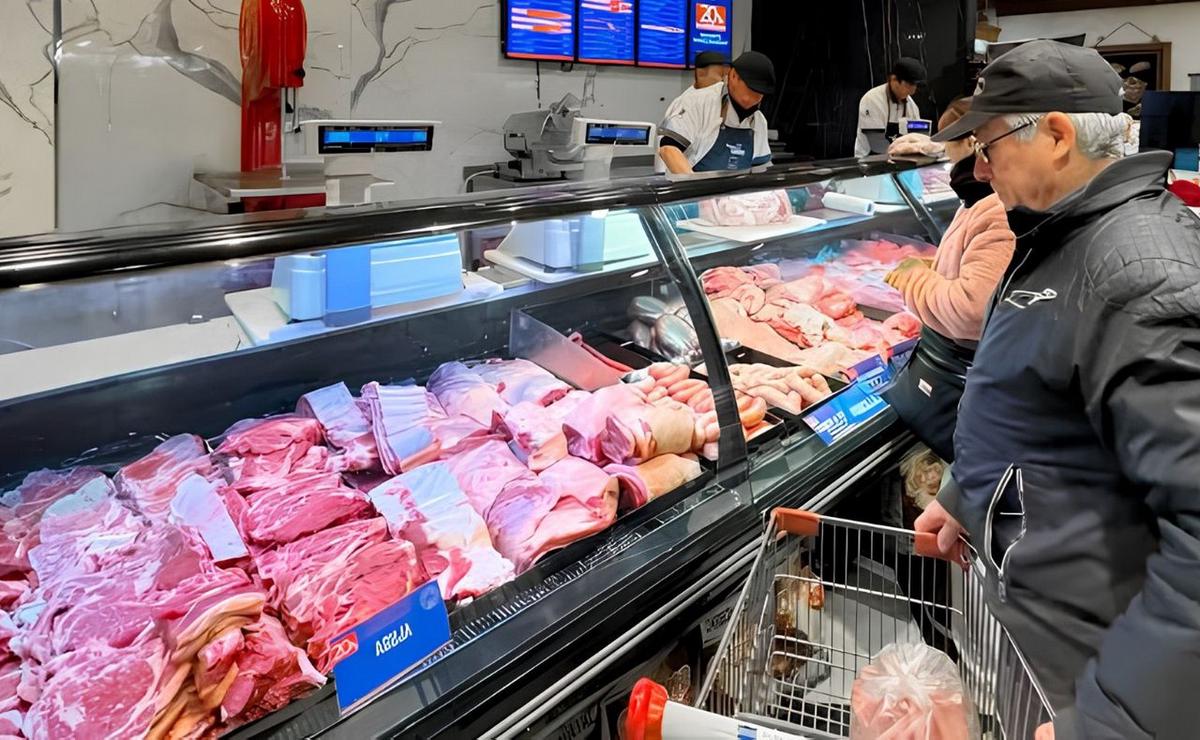Venta de carne en supermercados.