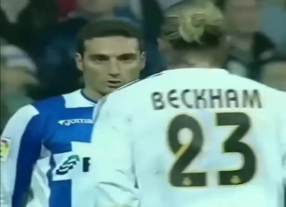 Scaloni y Beckham, cara a cara en 2003.