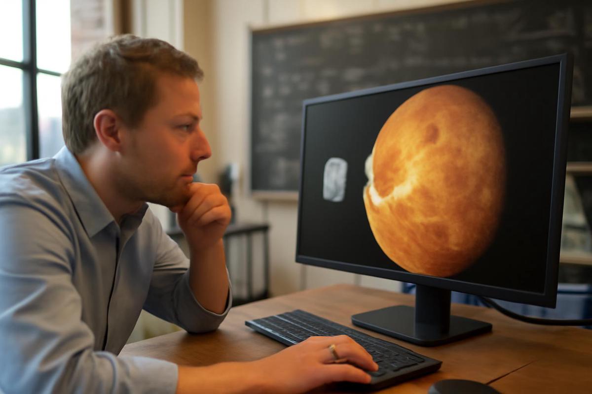 Simulación de Venus y su luna