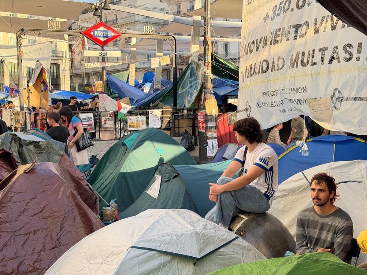 El acampe en la Puerta de Sol en Madrid.