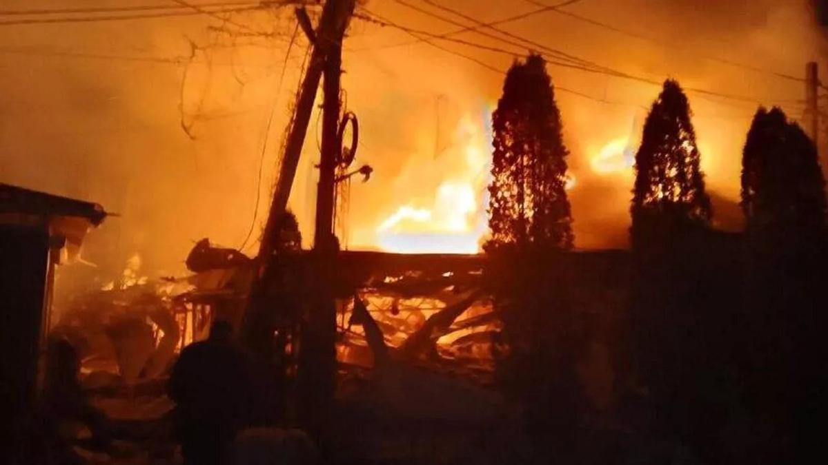 Zona incendiada en Jersón, según un sitio ruso.