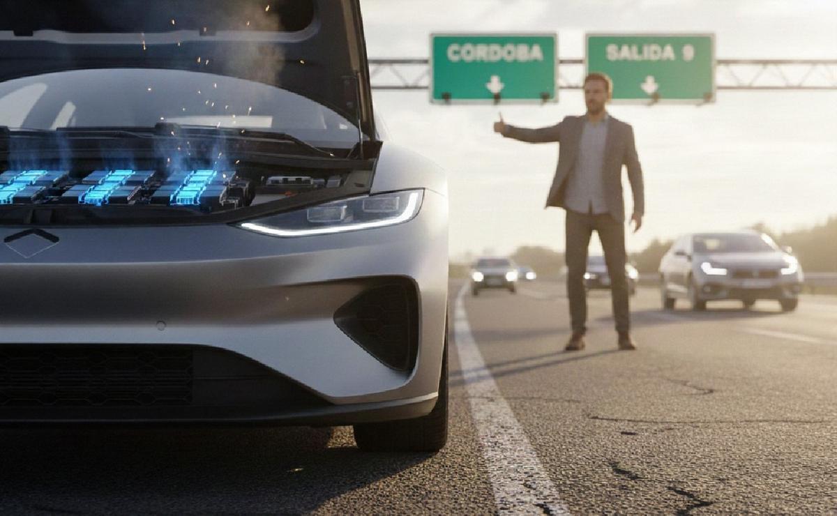 Auto eléctrico (imagen creada con IA).