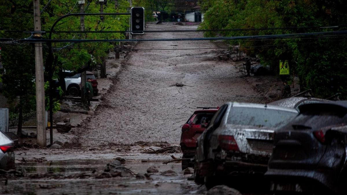 La avalancha de agua, barro y materiales no detuvo su paso ante ningún obstáculo (TVN).