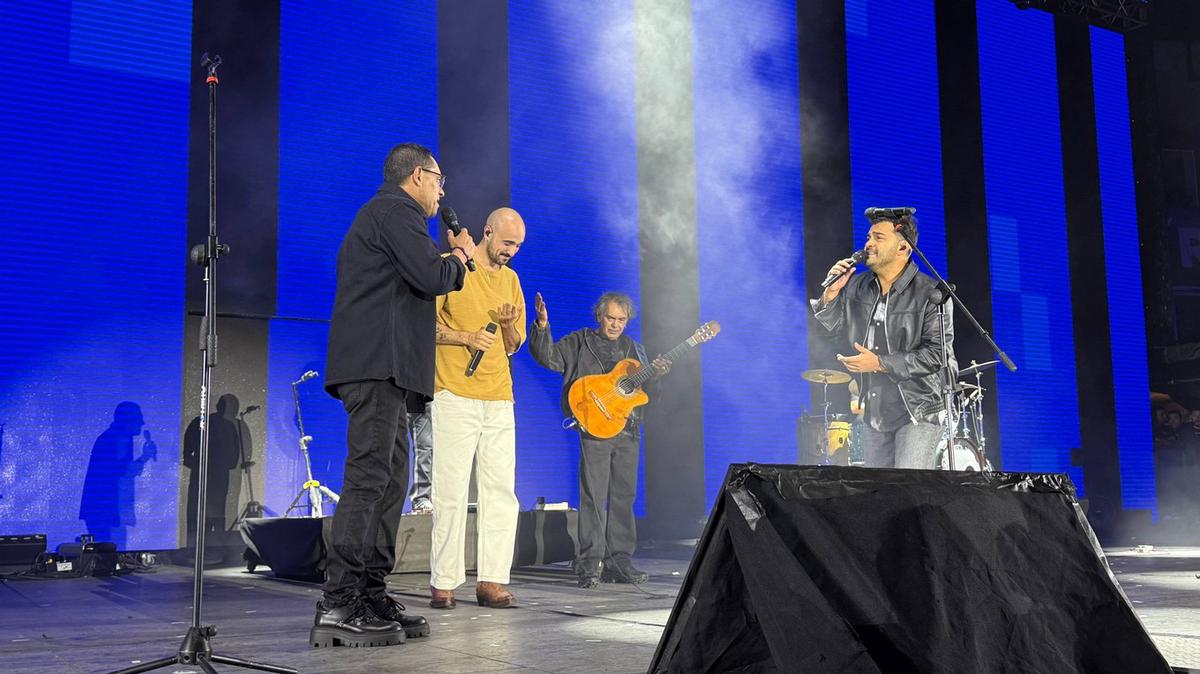 Los Nocheros y Abel Pintos compartieron escenario. (Fotos: Martín Yori/Cadena 3)