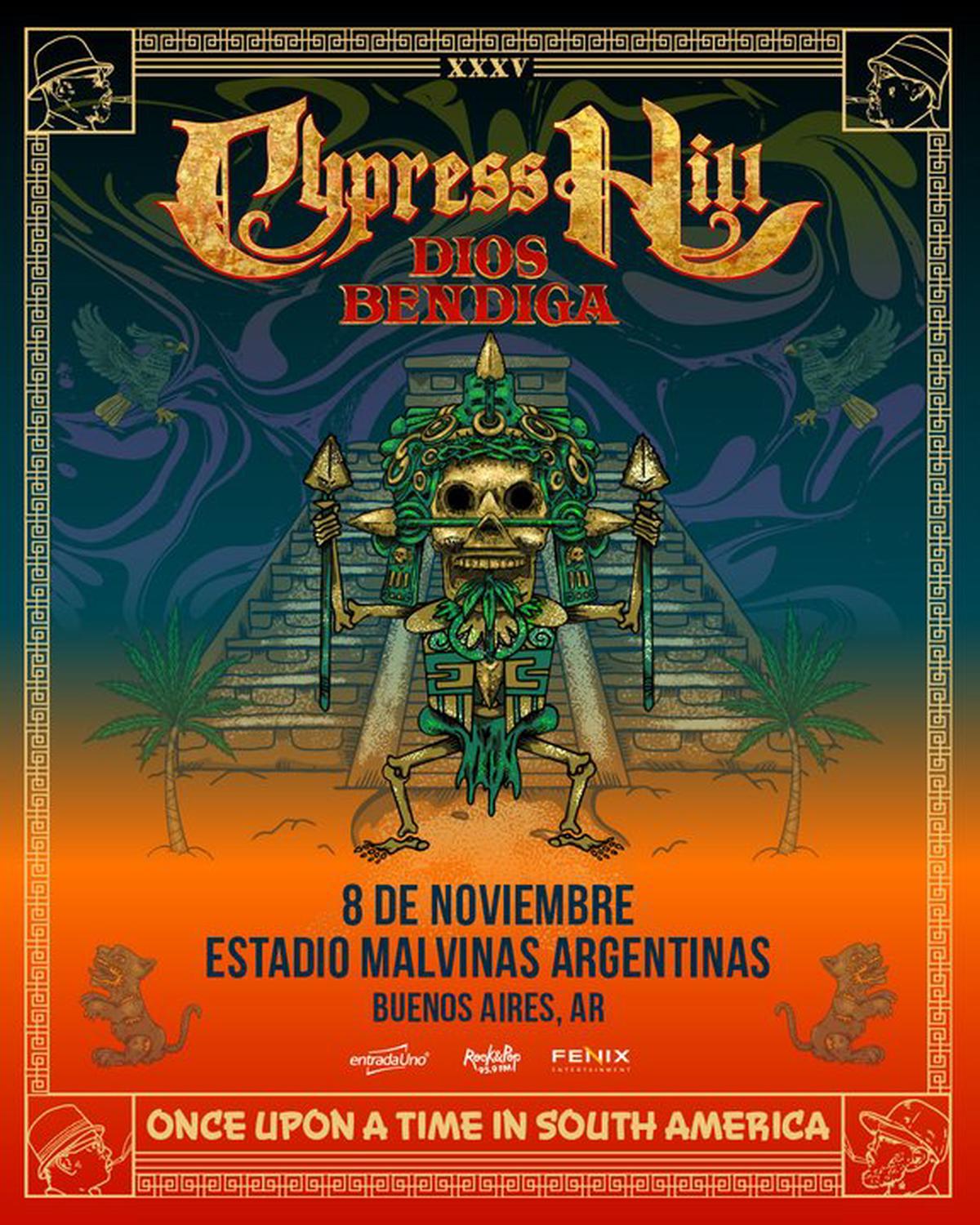 Cypress Hill vuelve a Argentina y tocará en el estadio Malvinas Argentinas.