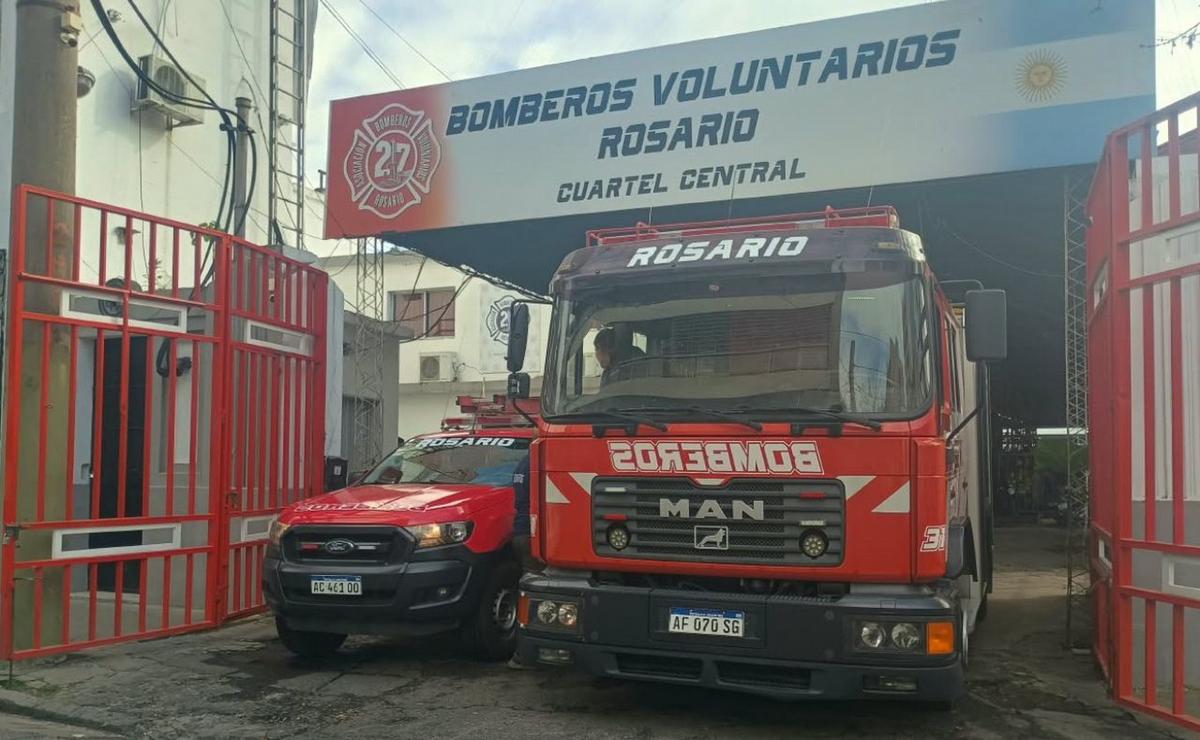 El cuartel de bomberos en el que se realizó la protesta en Rosario.
