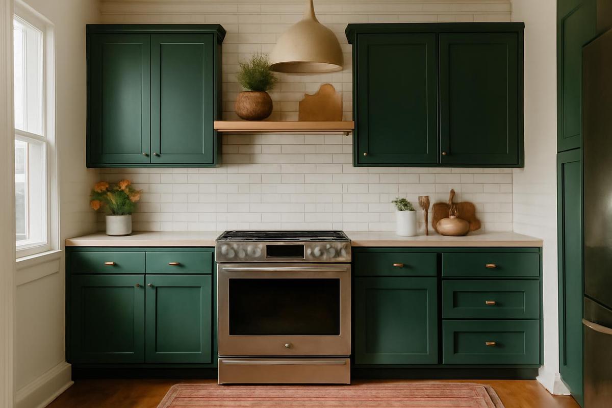 Cocina de Dakota Johnson con azulejos blancos