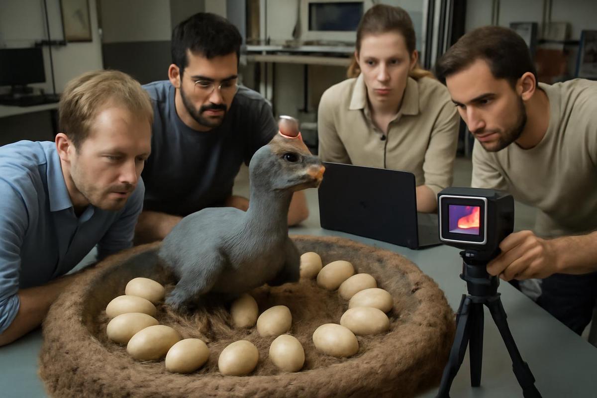 Recreación de un nido de oviraptor